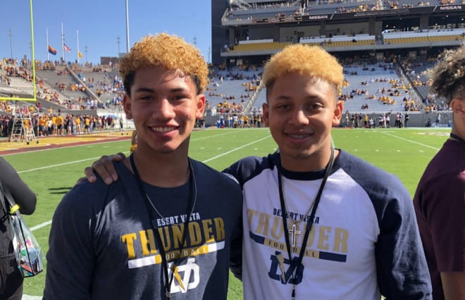 Tyson Grubbs (right) poses with his brother Devon at an Arizona State game in 2018.