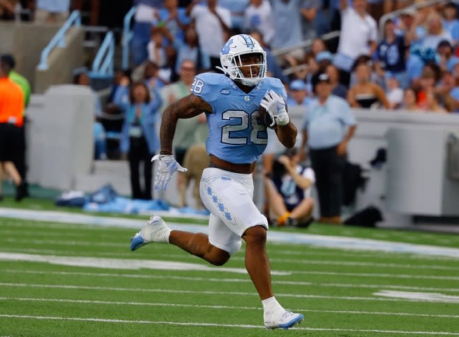 North Carolina UNC Tar Heels football running back Omarion Hampton 234  yards App State pass blocking