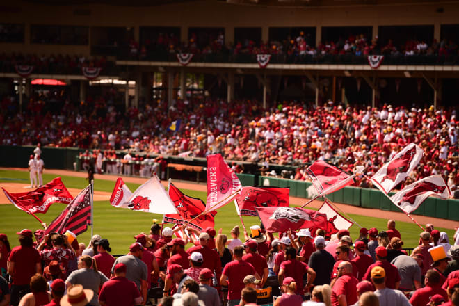 Follow along as Arkansas and North Carolina State open the 2021 Fayetteville Super Regional.