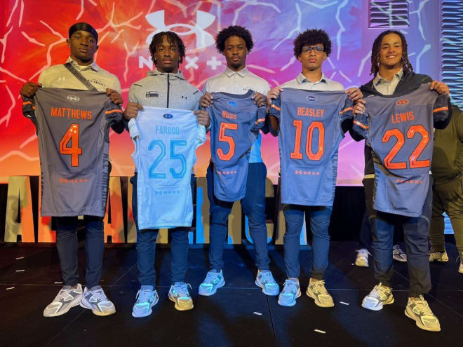 Tennessee signees Mike Matthews, Edrees Farooq, Jordan Ross, Kaleb Beasley and Peyton Lewis at the Under Armour All-America game.