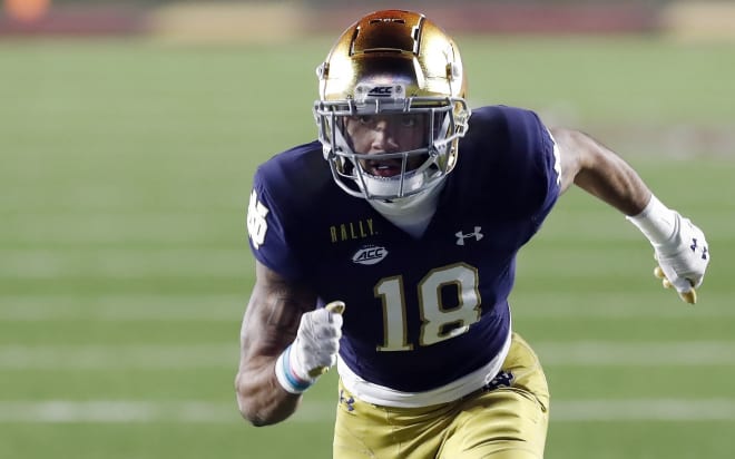 Notre Dame Fighting Irish football senior wide receiver Joe Wilkins Jr.