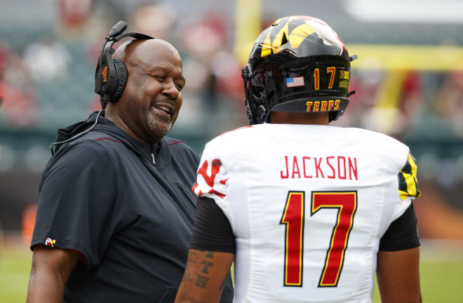 Head coach Mike Locksley and quarterback Josh Jackson have Maryland football running in place.