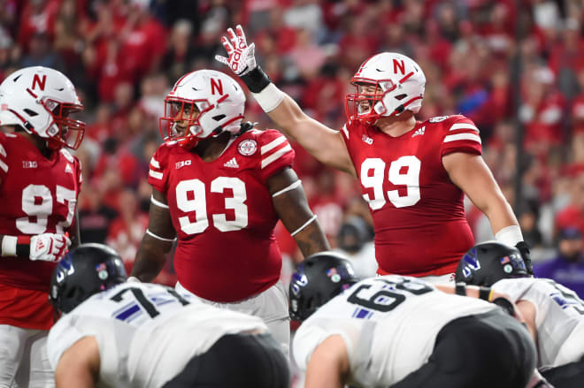 Nebraska defensive linemen Damion Daniels (left) and Ty Robinson (right)