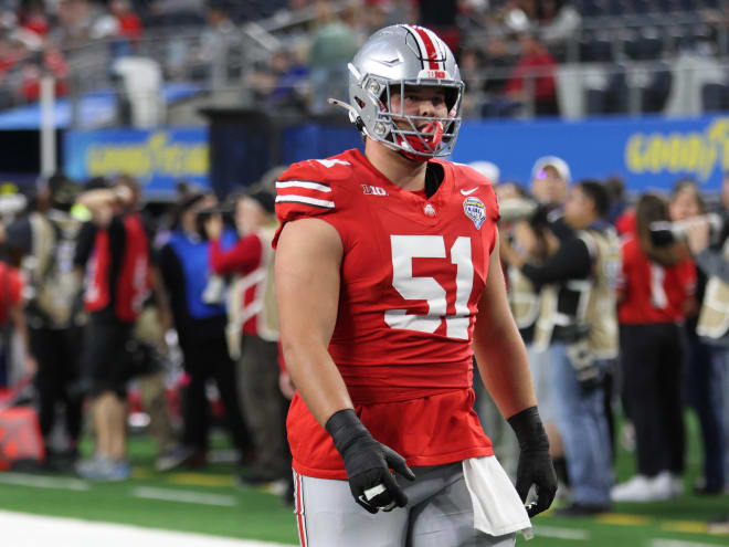 Ohio State rising sophomore Luke Montgomery will compete for a starting job on the offensive line this spring. (Birm/DTE)