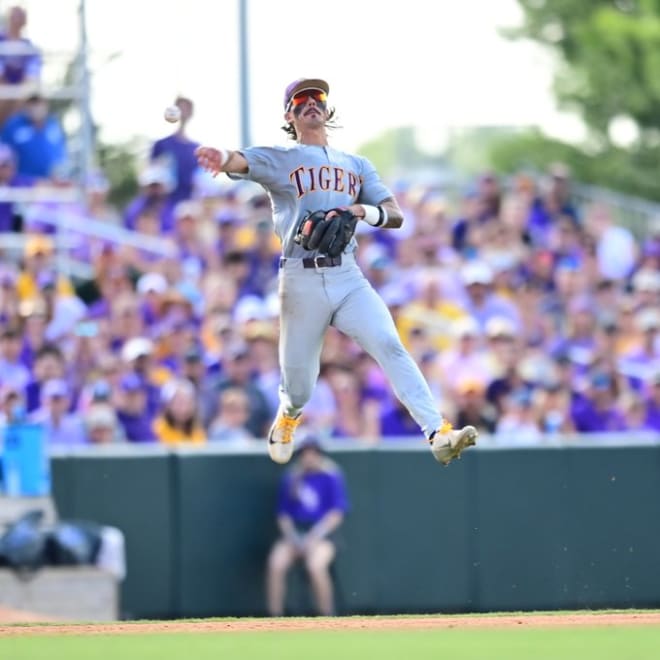 LSU junior shortstop Jordan Thompson's backhand grab Sunday of a Kentucky ground ball deep in the hole and subsequent leaping off-balance throw to first baseman Tre' Morgan for the out may have been the finest fielding play of his college career. 