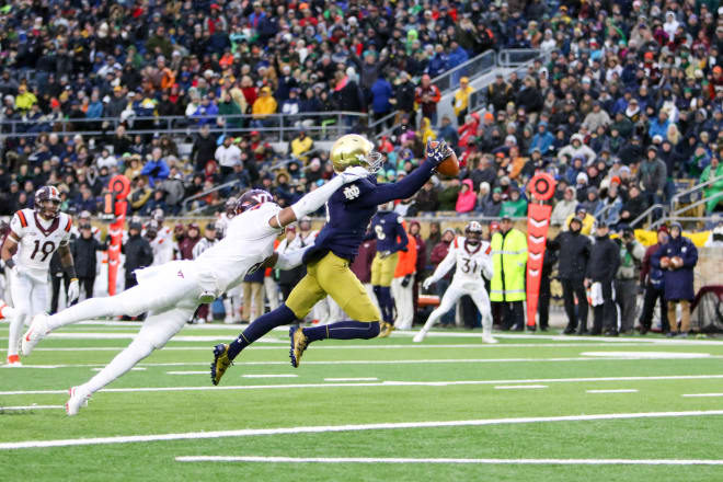 Finke snared his first career touchdown on this 31-yard grab versus Virginia Tech Nov. 19.