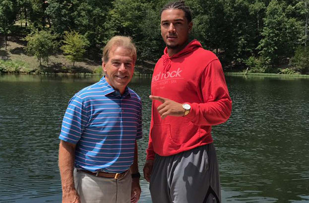 Wood-Anderson pictured with Alabama Football Coach Nick Saban 