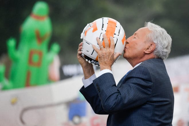 Lee Corso energized Tennessee fans when College GameDay was in Knoxville ahead of the Vols' game against Florida on Sept. 24, 2022. 