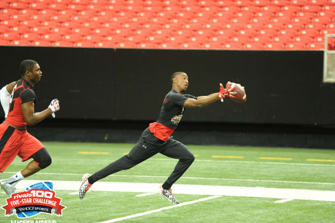 Calvin reaches out for an incredible catch at the Rivals Five-Star Challenge in the Georgia Dome,  home of the Atlanta Falcons