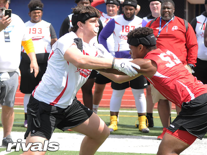 Louisiana lineman Will Campbell at Rivals 3-stripe camp.