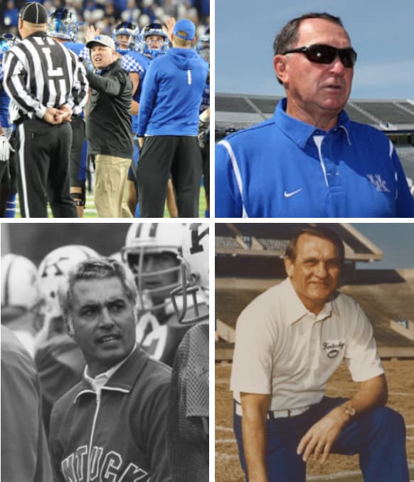Mark Stoops, Rich Brooks, Fran Curci and Jerry Claiborne (images courtesy of UK Athletics)