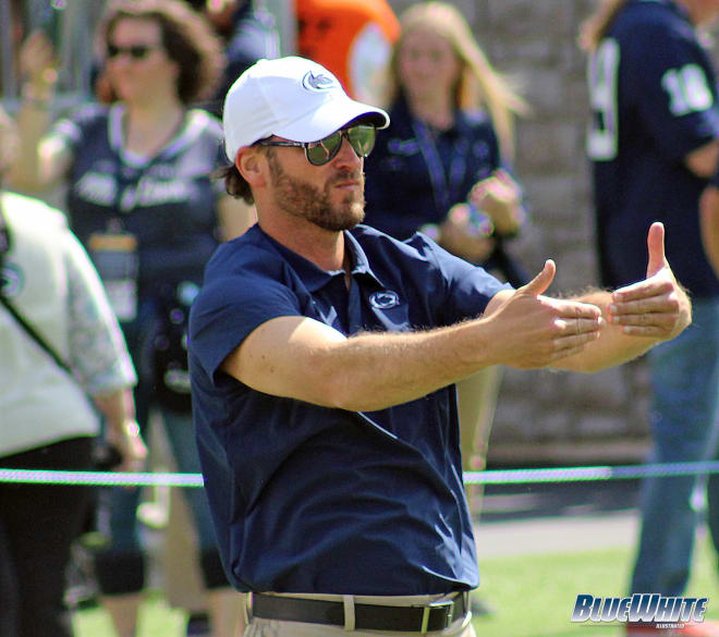 Penn State offensive coordinator Mike Yurcich talked with the school's Mitch Gerber about Sean Clifford and the offense to date. BWI photo/Greg Pickel