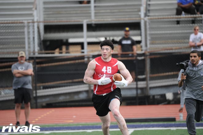 Galloway hauls in a pass at the Rivals Camp in Indianapolis 