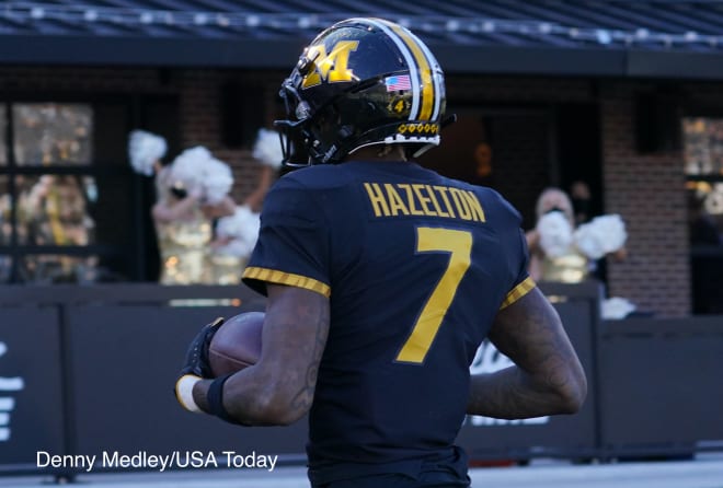 Damon Hazelton caught five passes for 98 yards in Missouri's win over Arkansas.