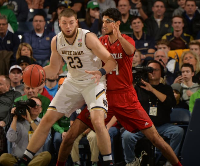 Senior Martinas Geben has averaged 11.0 points and 11.3 rebounds over Notre Dame’s last four games.