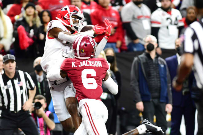 AD Mitchell hauls in the go-ahead touchdown against Alabama in the national championship.