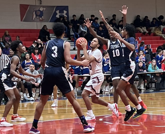 Josh Pascarelli breaks through Stepinac defense and drives to the rim