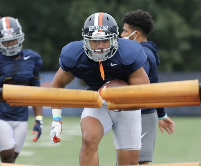 Senior Wayne Taulapapa is the veteran leader among UVa's deep corps of running backs.