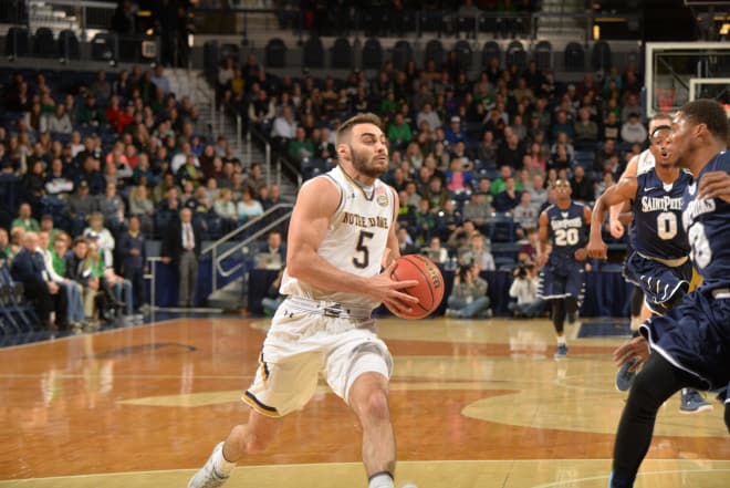 Matt Farrell and the No. 24 Fighting Irish faced a methodical attack from Saint Peter's.