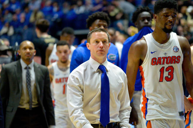 Florida head coach Mike White and his team following a loss to Vanderbilt on Friday night