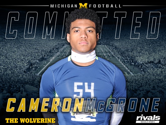 Commitment No. 12 for Michigan in 2018 is four-star linebacker Cameron McGrone.