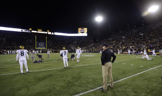 Michigan Wolverines head football coach Jim Harbaugh has won 49 games at U-M.