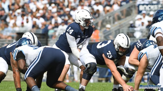 Penn State Nittany Lions quarterback Sean Clifford waits for a snap during the team's 38-17 win over Villanova. BWI photo/Steve Manuel