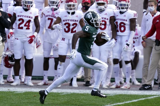 Michigan State Spartans redshirt sophomore wide receiver Jayden Reed transferred from Western Michigan and was forced to sit out the entire 2019 season.