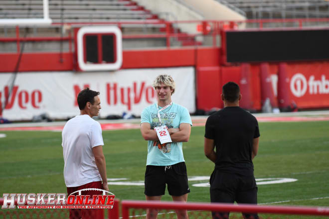 WR Samson chats with Nebraska coach Matt Lubick and WR Will Nixon