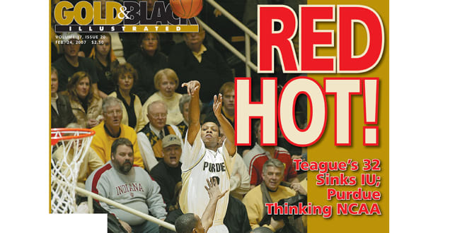 The cover of Gold and Black in 2007, after Purdue's 13-point win over Indiana in a game postponed 24 hours by weather. 
