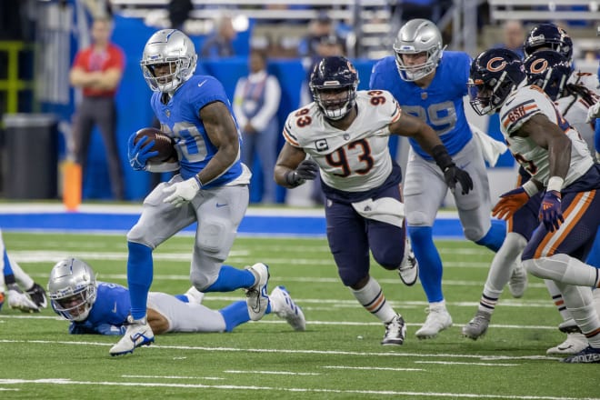 Former NC State defensive tackle Justin Jones of the Chicago Bears had six tackles and a sack in a loss at the Detroit Lions on Sunday.