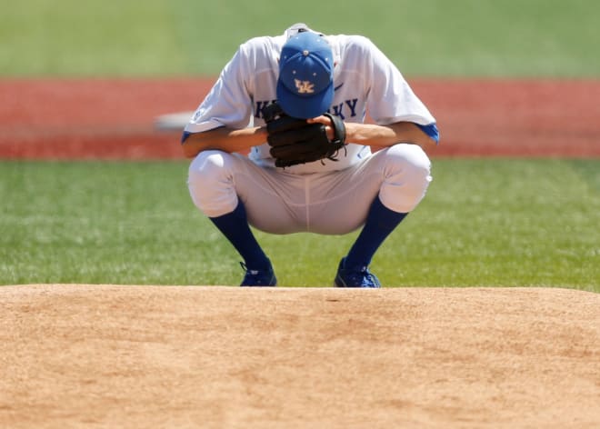 Sean Hjelle threw 5.1 innings in the loss. Photo by Michael Reaves | UK Athletics