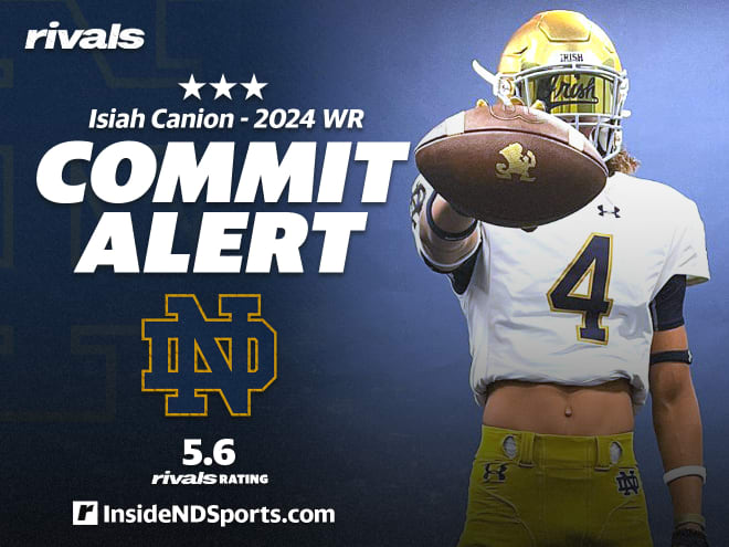 Notre Dame landed a verbal commitment from three-star wide receiver Isiah Canion Thursday. He becomes the 10th Irish commitment in the 2024 recruiting class. 