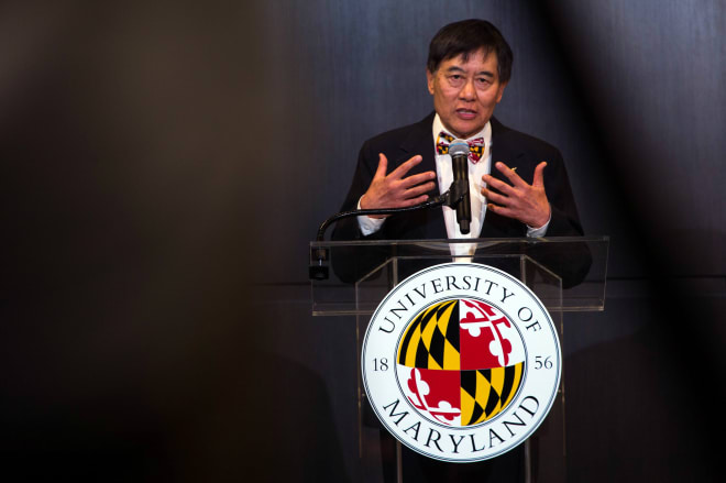 Maryland President Wallace D. Loh speaks during Tuesday's press conference.