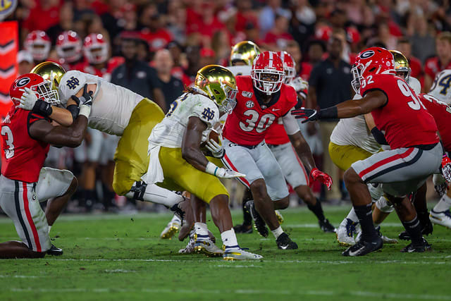 Georgia outscored Notre Dame 16-0 in the second half.