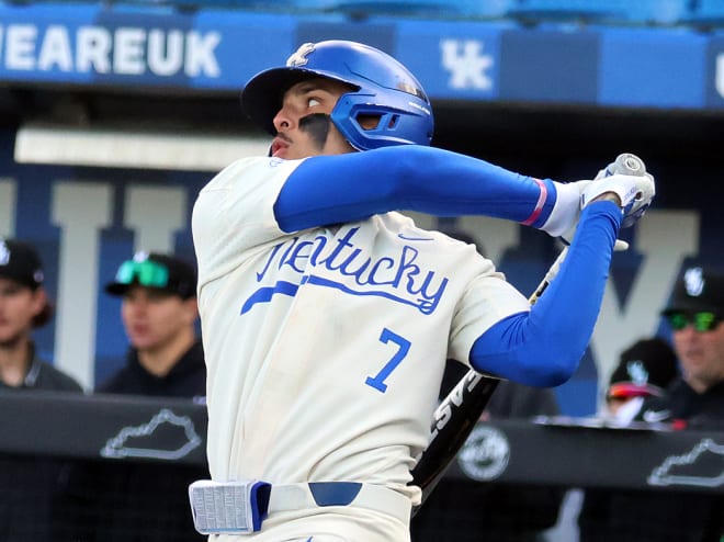 Kentucky catcher Devin Burkes belted one of his three doubles on Friday afternoon against Wright State.