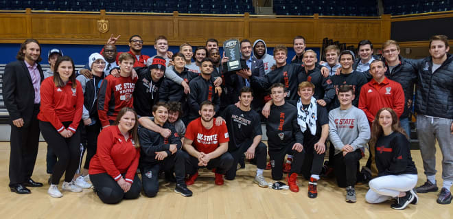 NC State Wolfpack wrestling with its ACC dual trophy