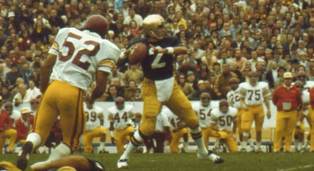 Quarterback Tom Clements and the Irish snapped USC's 23-game unbeaten streak in 1973 en route to the national title.