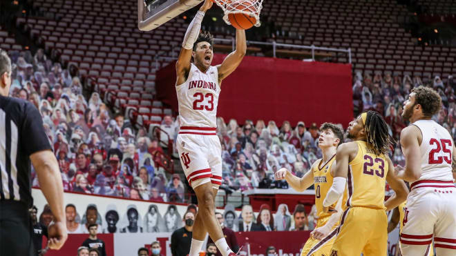 Trayce Jackson-Davis was named a 2021-22 Preseason All-American by Athlon Sports. (IU Athletics)