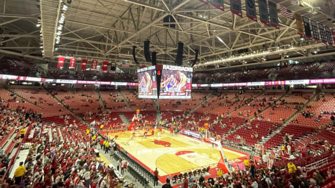 Bud Walton Arena prior to Arkansas' exhibition against Purdue.