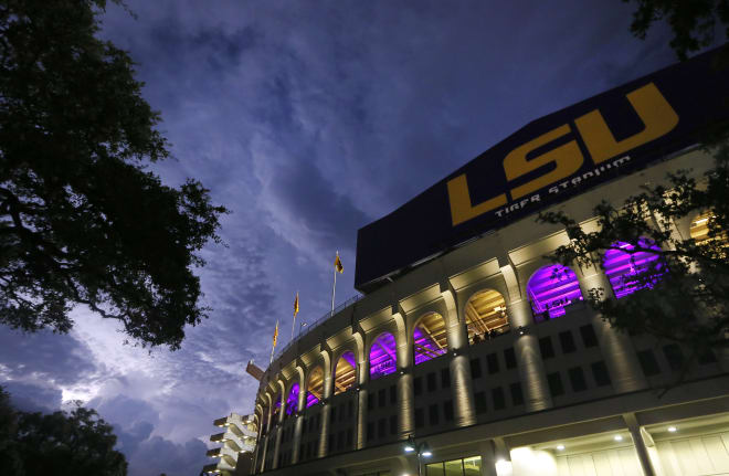 Tiger Stadium at night