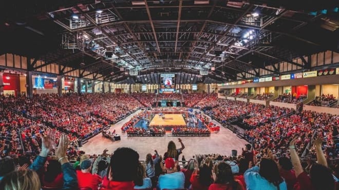 Nebraska volleyball vs Kansas at the Heartland Event Center in Grand Island