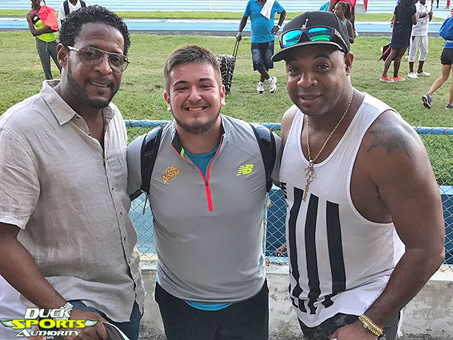 Briere in Havana with Cuban Olympic gold medalists Javier Sotomayor and Anier Garcia