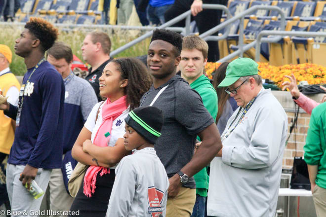 Igbinoghene (center), a three-star prospect from Trussville (Ala.) Hewitt-Trussville, has a top two of Notre Dame and Duke.