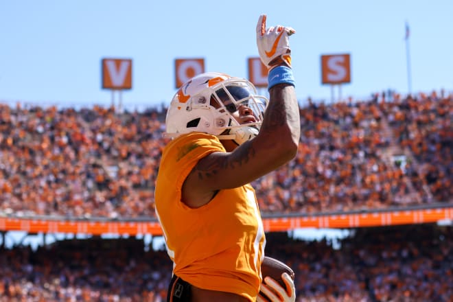 Tennessee wide receiver Jalin Hyatt celebrates after a first half touchdown during the Vols' win over UT Martin. 