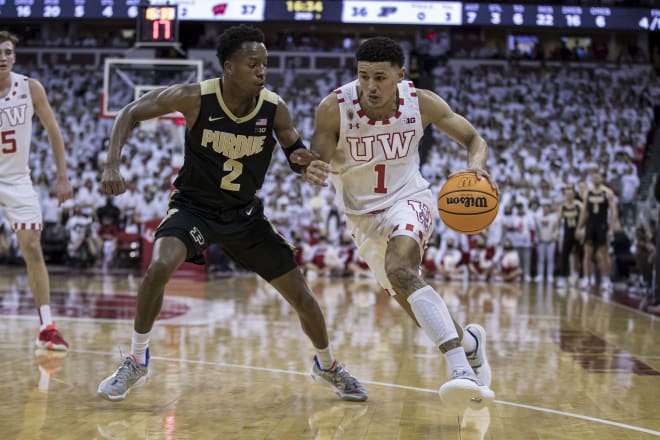 Wisconsin guard Johnny Davis finished with 16 points and 8 rebounds against Purdue to help clinch the Big Ten title.