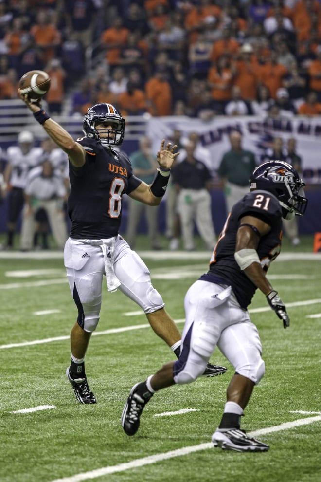 Eric Soza, shown here in the inaugural game, accounted for two touchdowns in the Roadrunners 54-7 win over Bacone.