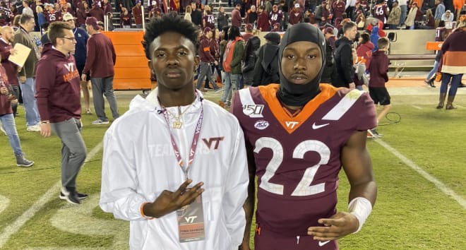 Saunders with VT linebacker and Jacksonville native Chamarri Conner.