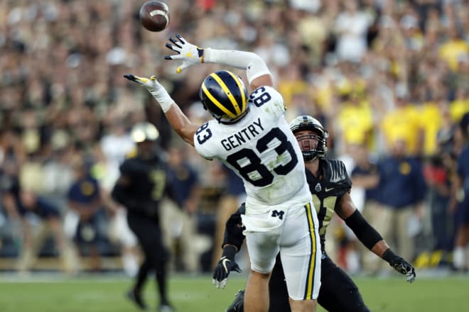 Redshirt sophomore tight end Zach Gentry made an acrobatic catch to set up a U-M score. He finished with three catches for 48 yards and a touchdown.