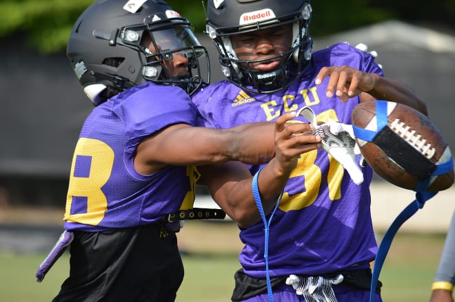 East Carolina executed a two-hour Monday practice in their last day in just helmets and shoulder pads.